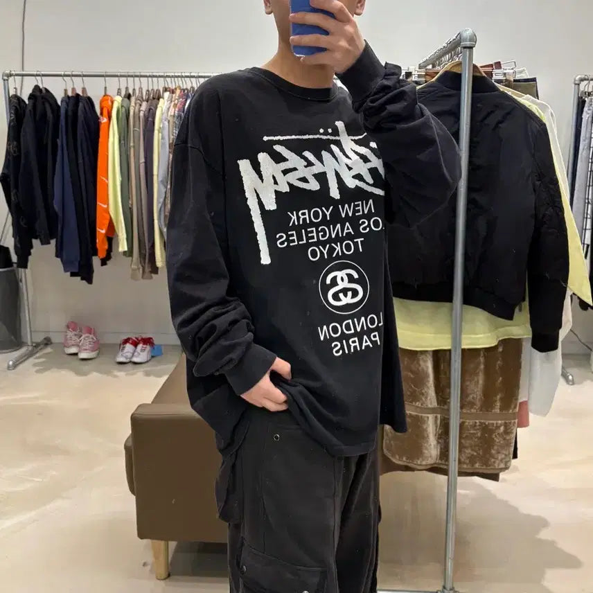 [BUNJANG] Stussy World Tour Long Sleeve Shirt / 스투시 월드투어 롱슬리브
