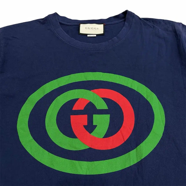 [SOLD OUT] (한글택) 구찌 네이비 반팔 티셔츠 (S) (실측 L-XL 정도)