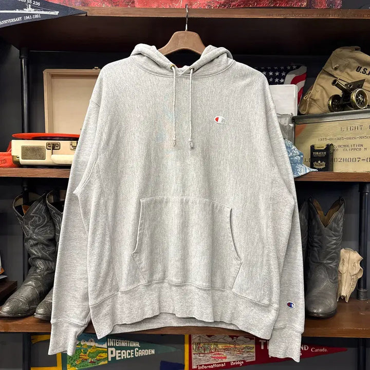 [BUNJANG] Champion Reverse Weave Small Logo Heavy Cotton Hoodie / 00s 챔피온 리버스위브 스몰로고 헤비코튼 후드티 N1218