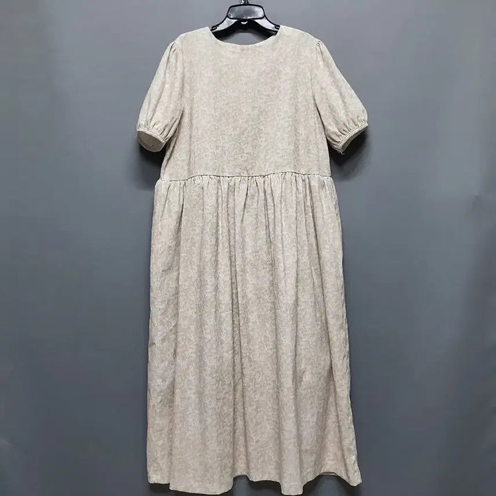[BUNJANG] Janjulji Shirred Puff Long Dress / 잔줄지 퍼프 셔링 롱원피스