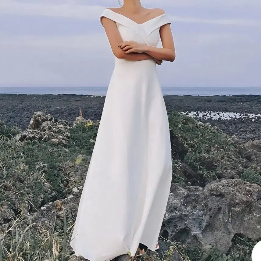 [BUNJANG] Off-Shoulder Long Wedding Dress / 셀프웨딩