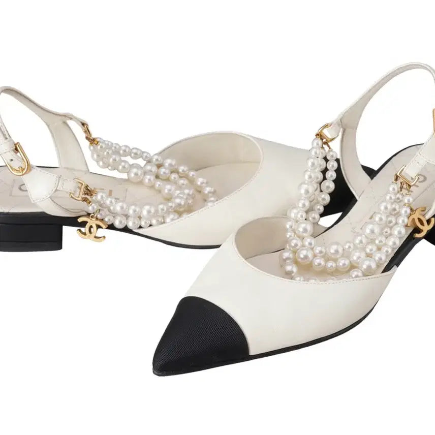 [BUNJANG] Chanel Pearl Two-Tone Pumps 230 / 새상품)샤넬 진주 투톤 펌프스 230