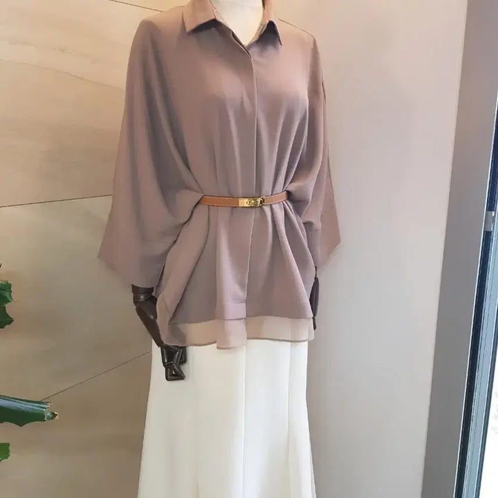[BUNJANG] Silk Touch Batwing Blouse / 고급 끝판왕 실크터치 가오리핏 블라우스 새상품 55 77