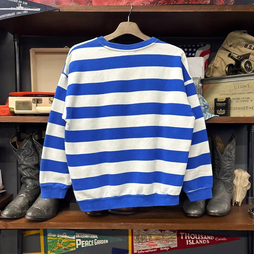 [BUNJANG] Adidas Originals Archive Rugby Patch Stripe Sweatshirt / 아디다스 오리지널스 아카이브 럭비패치 스트라이프 스웻셔츠 N1219