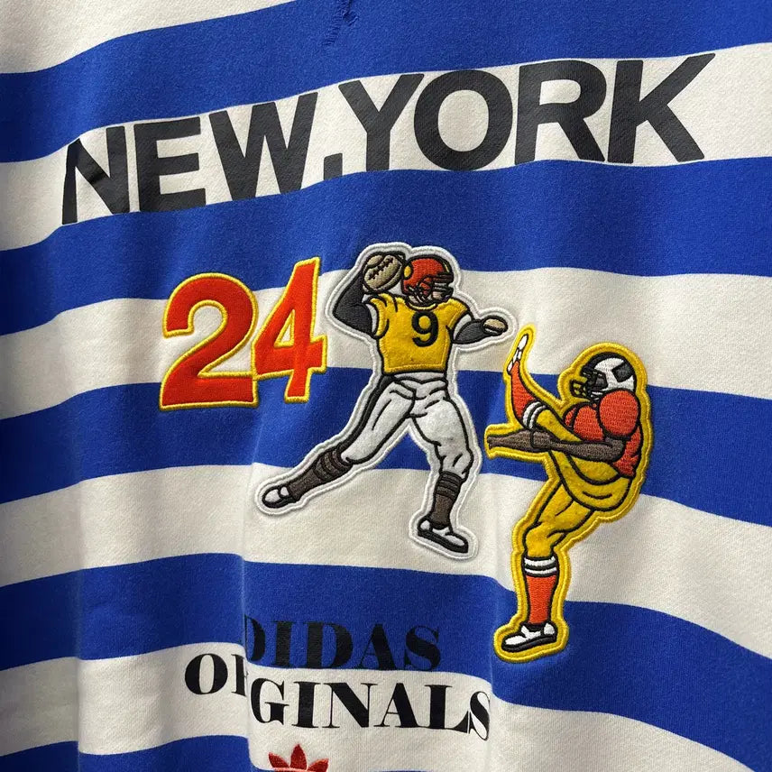 [BUNJANG] Adidas Originals Archive Rugby Patch Stripe Sweatshirt / 아디다스 오리지널스 아카이브 럭비패치 스트라이프 스웻셔츠 N1219