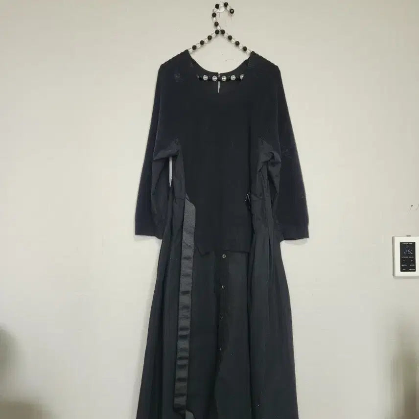 [BUNJANG] Black Layered Long Dress / 블랙 레이어드 스타일 롱 원피스
