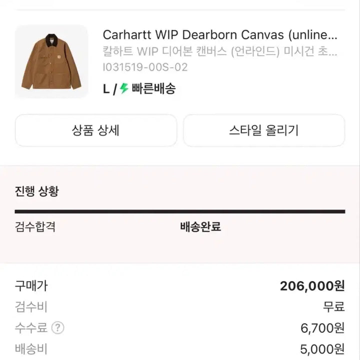 [SOLD OUT] 칼하트 WIP 디어본 캔버스 미시건 초어 코트 해밀턴 / L 사이즈 팝니