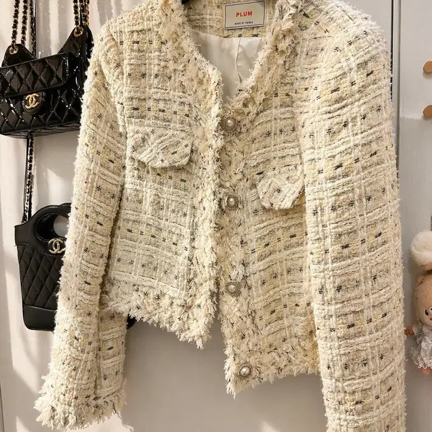 [BUNJANG] PLUM Tweed Jacket Ivory / PLUM 트위드 자켓 아이보리 진주버튼