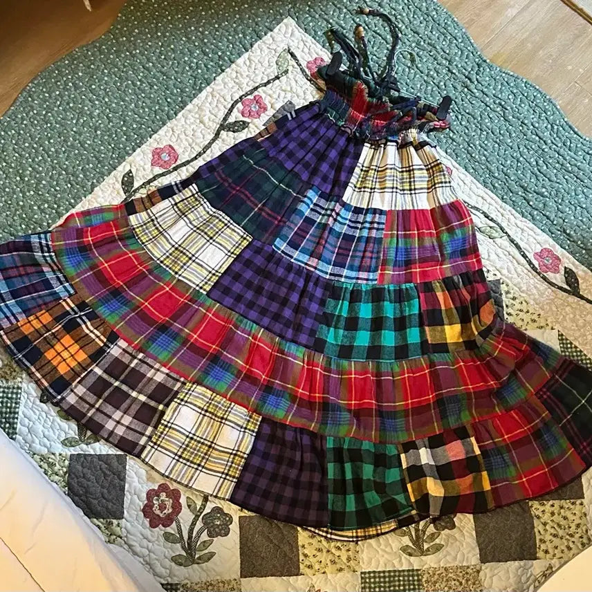 [BUNJANG] Vintage Patchwork Skirt Dress / 패치스커트 패치원피스 빈티지 모리걸