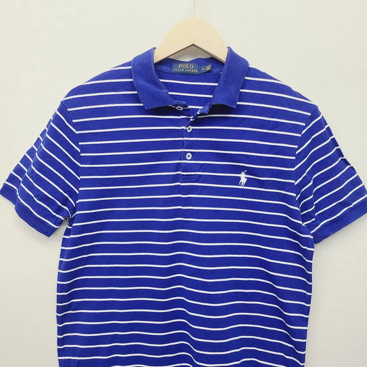 [BUNJANG] Polo Ralph Lauren Striped Polo Shirt / [정품] 폴로 랄프로렌 스트라이프 카라티 블루 100-105