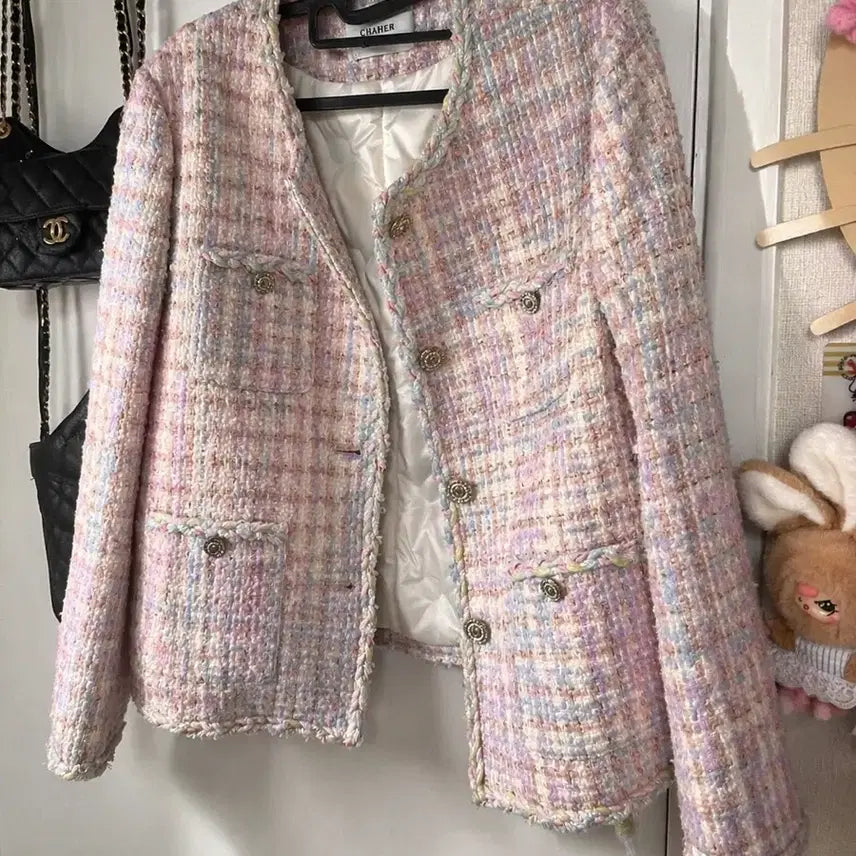 [BUNJANG] CHAHER Tweed Jacket Pink / CHAHER 트위드 자켓 핑크