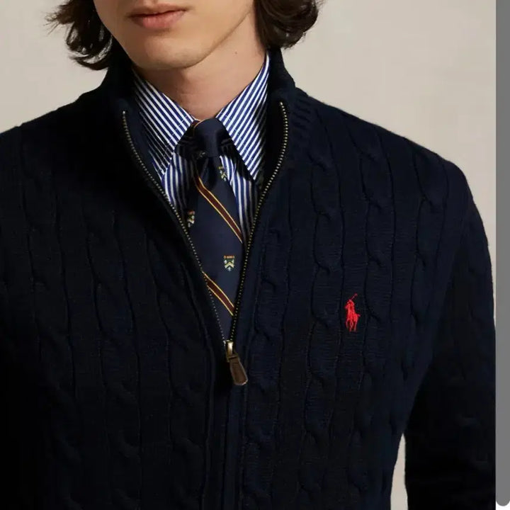 [BUNJANG] Polo Ralph Lauren Cable Knit Zip-Up Cardigan / 무배 정품QR인증가능 새상품 폴로 랄프로렌 케이블 니트 가디건 집업