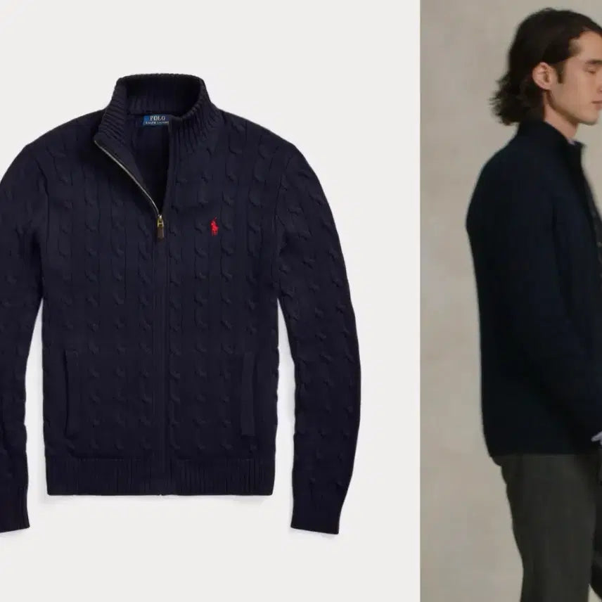 [BUNJANG] Polo Ralph Lauren Cable Knit Zip-Up Cardigan / 무배 정품QR인증가능 새상품 폴로 랄프로렌 케이블 니트 가디건 집업