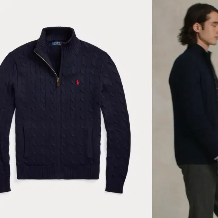 [BUNJANG] Polo Ralph Lauren Cable Knit Zip-Up Cardigan / 무배 정품QR인증가능 새상품 폴로 랄프로렌 케이블 니트 가디건 집업