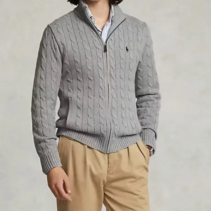 [BUNJANG] Polo Ralph Lauren Cable Knit Zip-Up Cardigan / 무배 정품QR인증가능 새상품 폴로 랄프로렌 케이블 니트 가디건 집업