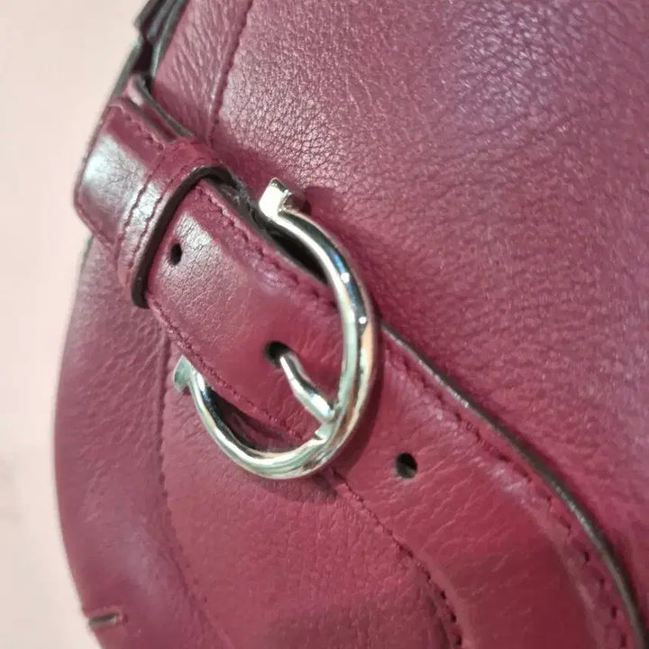 [BUNJANG] Ferragamo Gancini Flap Shoulder Bag - Burgundy / 페라가모 간치니 플랩 숄더백 버건디