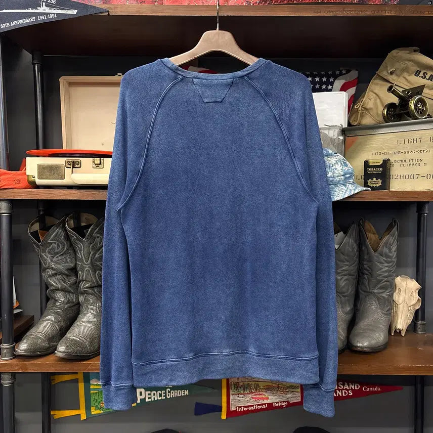 [BUNJANG] Denim &amp; Supply Essential Indigo Blue Raglan Long Sleeve T-shirt / 데님 앤 서플라이 에센셜 인디고블루 래글런 롱슬리브 티셔츠 N1220