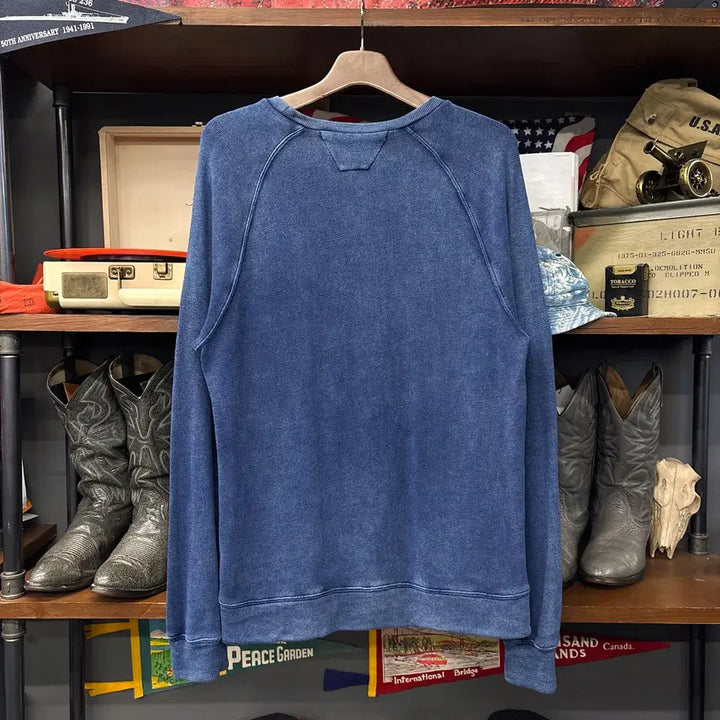 [BUNJANG] Denim &amp; Supply Essential Indigo Blue Raglan Long Sleeve T-shirt / 데님 앤 서플라이 에센셜 인디고블루 래글런 롱슬리브 티셔츠 N1220