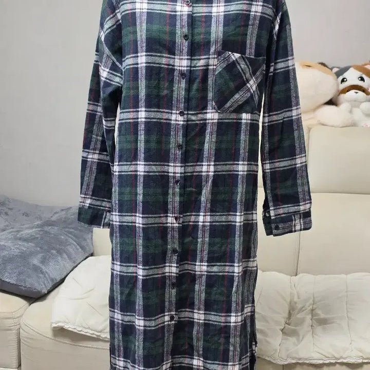 [BUNJANG] XL Checkered Long Shirt Dress / 체크 빅사이즈 XL 롱원피스 남방 셔츠