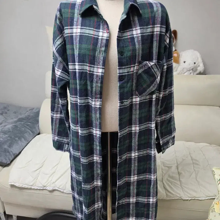 [BUNJANG] XL Checkered Long Shirt Dress / 체크 빅사이즈 XL 롱원피스 남방 셔츠