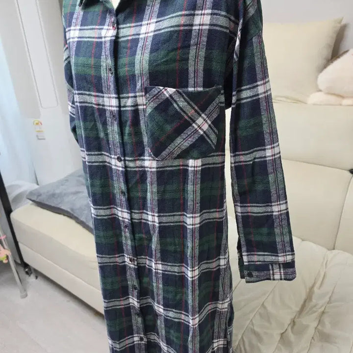 [BUNJANG] XL Checkered Long Shirt Dress / 체크 빅사이즈 XL 롱원피스 남방 셔츠