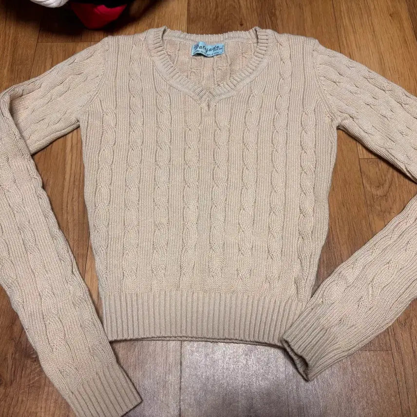 [BUNJANG] Pale Jade Cable Knit Beige Sweater / 페일제이드 케이블 니트 베이지