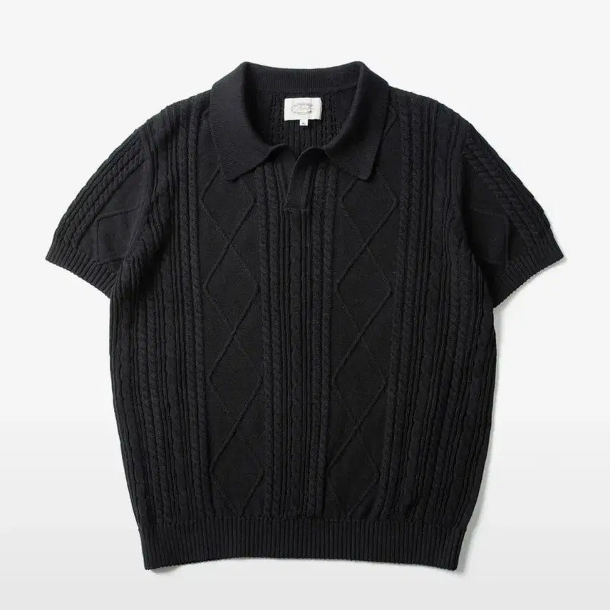 [BUNJANG] Amfeast Fisherman Open Collar Half Knit Black / 암피스트 피셔맨 오픈 카라 하프 니트 블랙