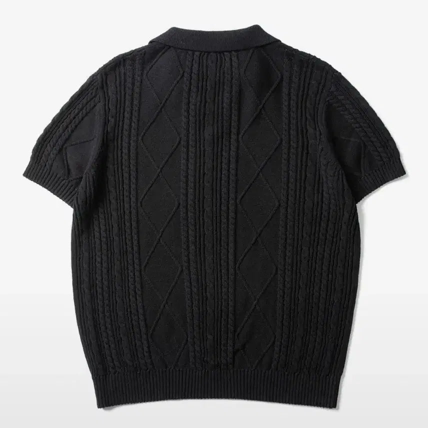 [BUNJANG] Amfeast Fisherman Open Collar Half Knit Black / 암피스트 피셔맨 오픈 카라 하프 니트 블랙