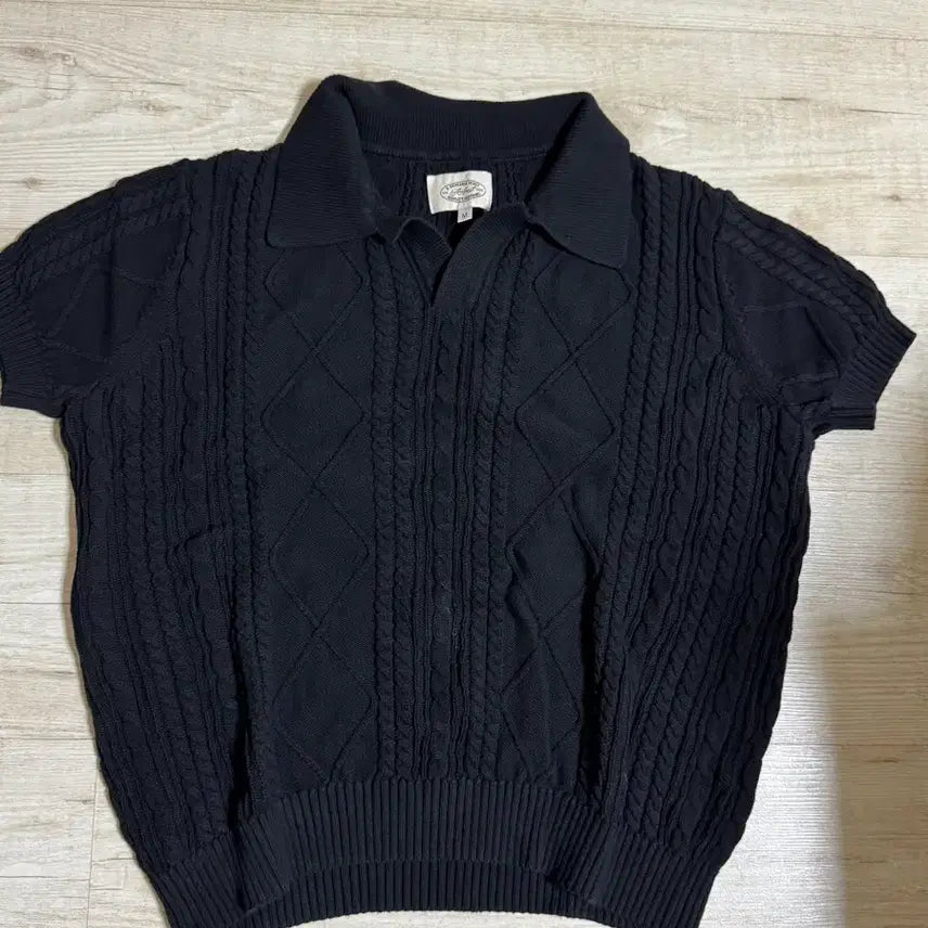 [BUNJANG] Amfeast Fisherman Open Collar Half Knit Black / 암피스트 피셔맨 오픈 카라 하프 니트 블랙