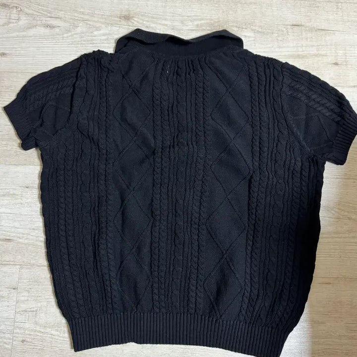 [BUNJANG] Amfeast Fisherman Open Collar Half Knit Black / 암피스트 피셔맨 오픈 카라 하프 니트 블랙