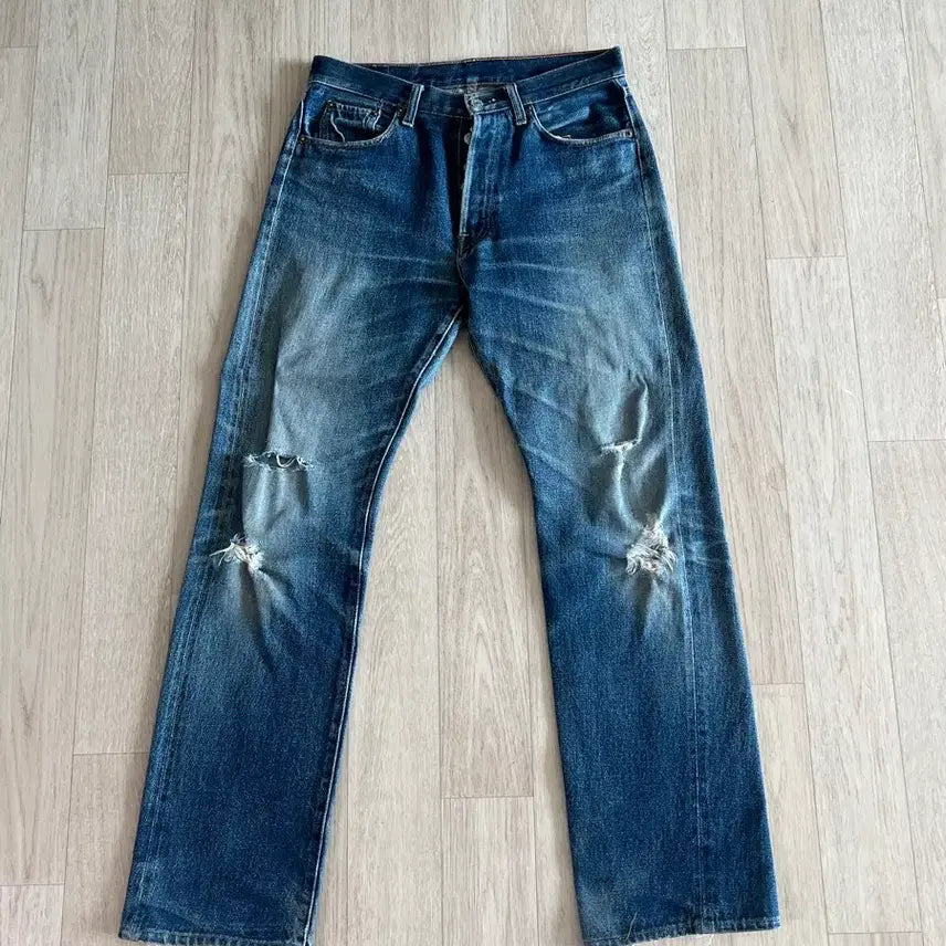[BUNJANG] DeNIM Selvedge Vintage Damage Denim Pants / 드님 셀비지 빈티지 데미지 데님 팬츠