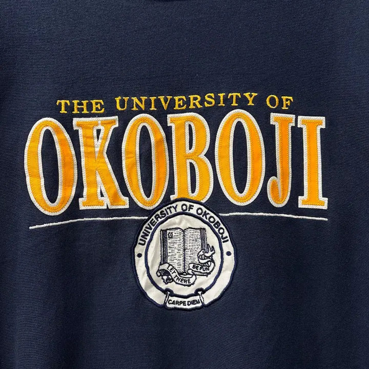 [BUNJANG] Champion OKOBJI University Spellout Embroidered Sweatshirt / 00s 챔피온 OKOBJI 유니버시티 스펠아웃 자수 스웻셔츠 N1221
