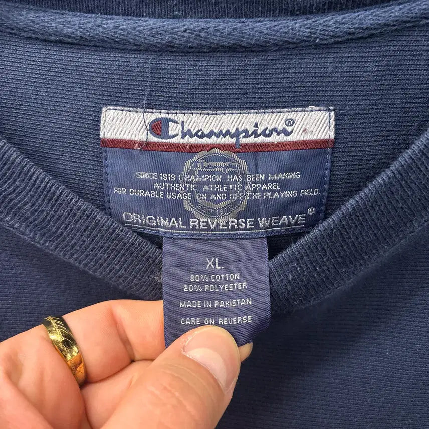 [BUNJANG] Champion OKOBJI University Spellout Embroidered Sweatshirt / 00s 챔피온 OKOBJI 유니버시티 스펠아웃 자수 스웻셔츠 N1221