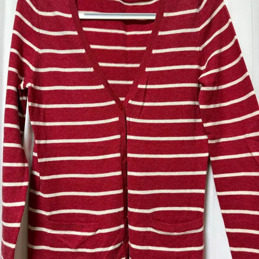 [BUNJANG] Tommy Hilfiger Stripe Cardigan Red / 타미힐피거 스트라이프 가디건 레드