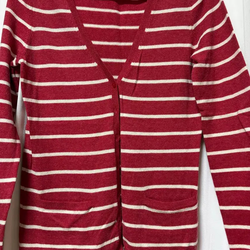 [BUNJANG] Tommy Hilfiger Stripe Cardigan Red / 타미힐피거 스트라이프 가디건 레드