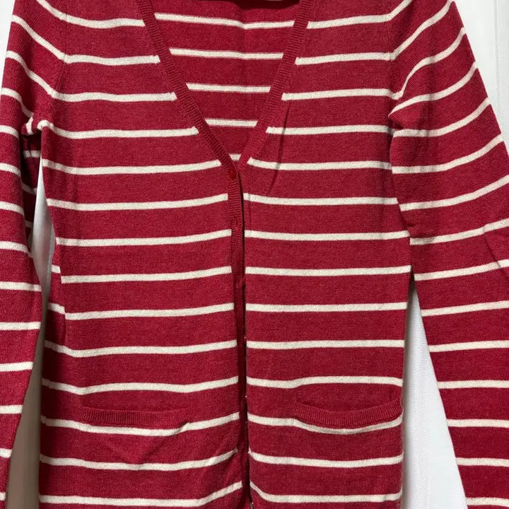 [BUNJANG] Tommy Hilfiger Stripe Cardigan Red / 타미힐피거 스트라이프 가디건 레드