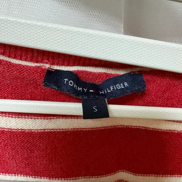[BUNJANG] Tommy Hilfiger Stripe Cardigan Red / 타미힐피거 스트라이프 가디건 레드
