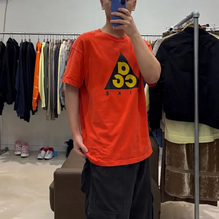 [BUNJANG] Nike ACG Giant Logo Orange T-Shirt / 나이키 acg 자이언트 로고 오렌지