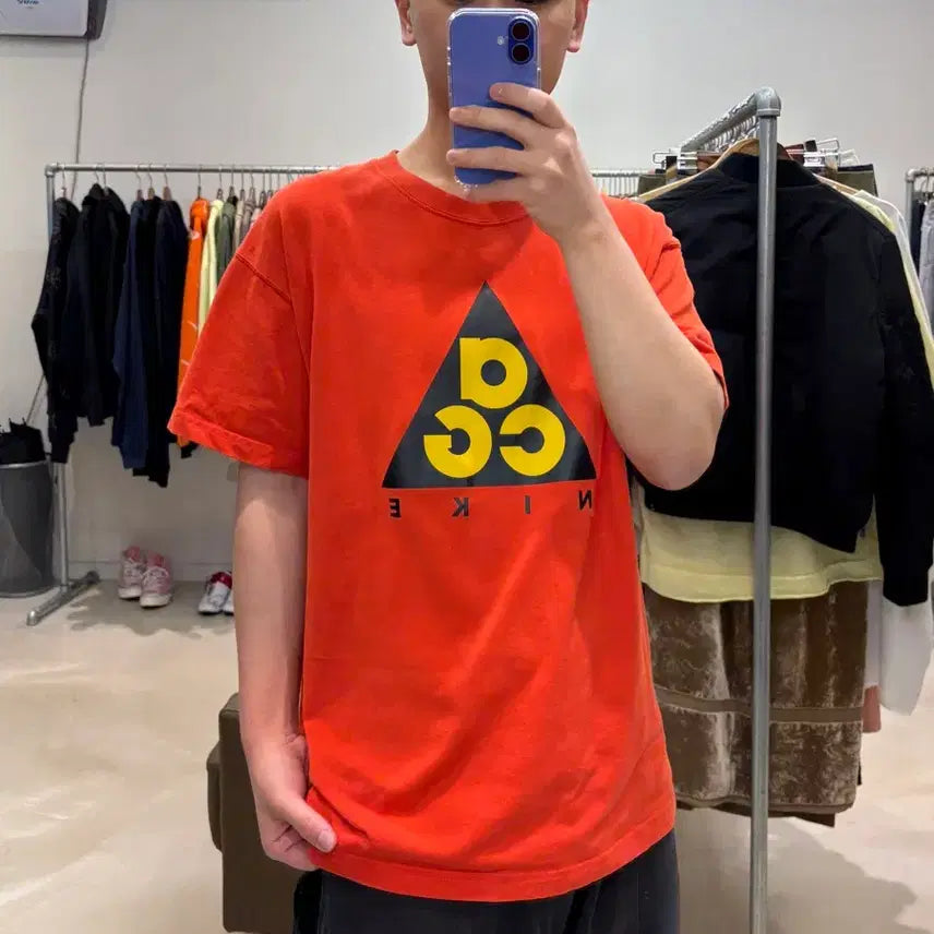 [BUNJANG] Nike ACG Giant Logo Orange T-Shirt / 나이키 acg 자이언트 로고 오렌지
