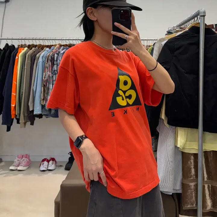 [BUNJANG] Nike ACG Giant Logo Orange T-Shirt / 나이키 acg 자이언트 로고 오렌지