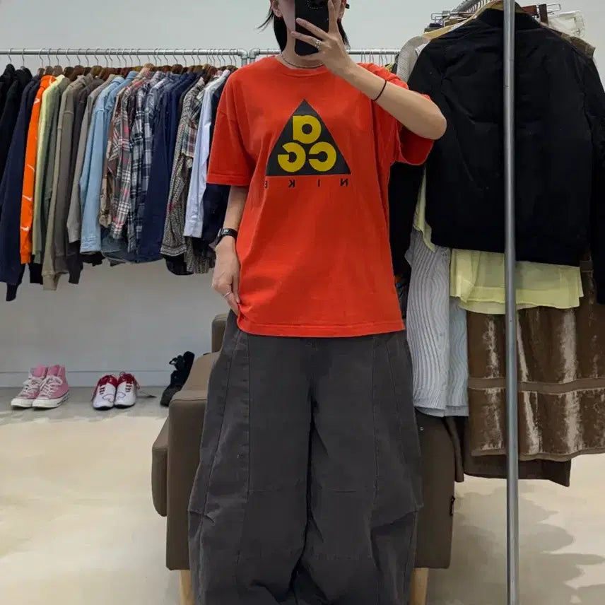 [BUNJANG] Nike ACG Giant Logo Orange T-Shirt / 나이키 acg 자이언트 로고 오렌지