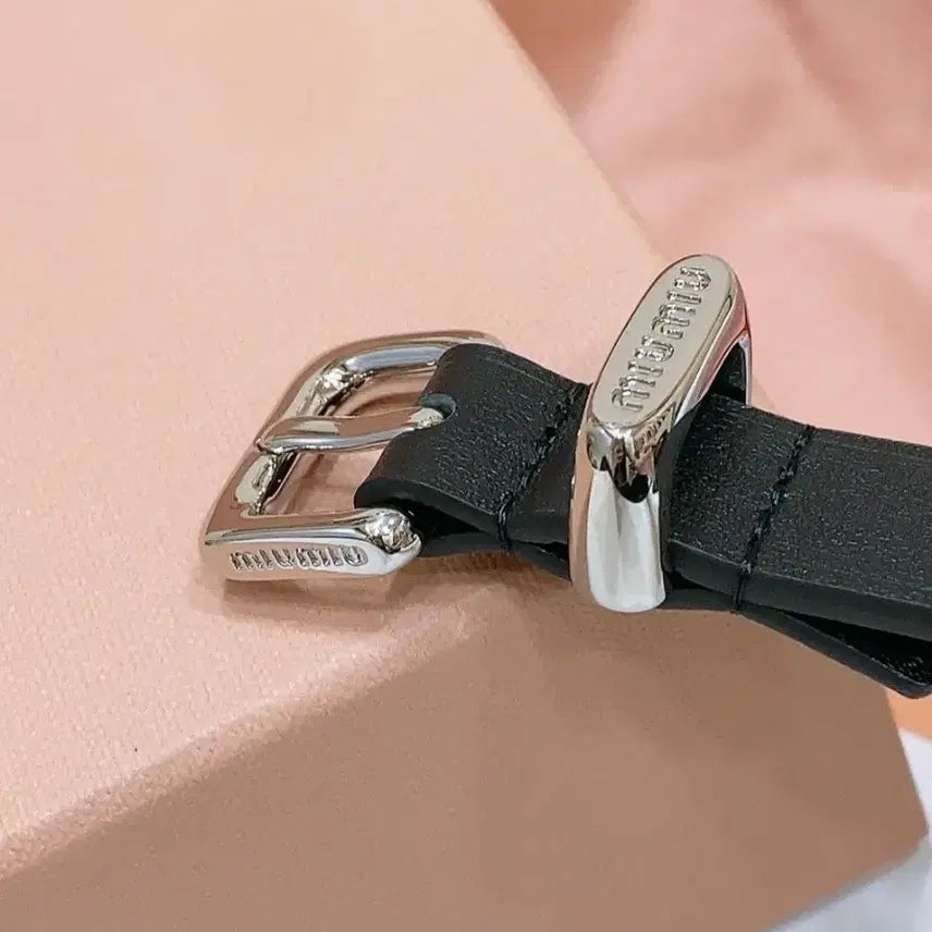 [BUNJANG] Miu Miu Black Leather Belt / 미우미우 블랙 가죽 벨트 새상품 풀셋