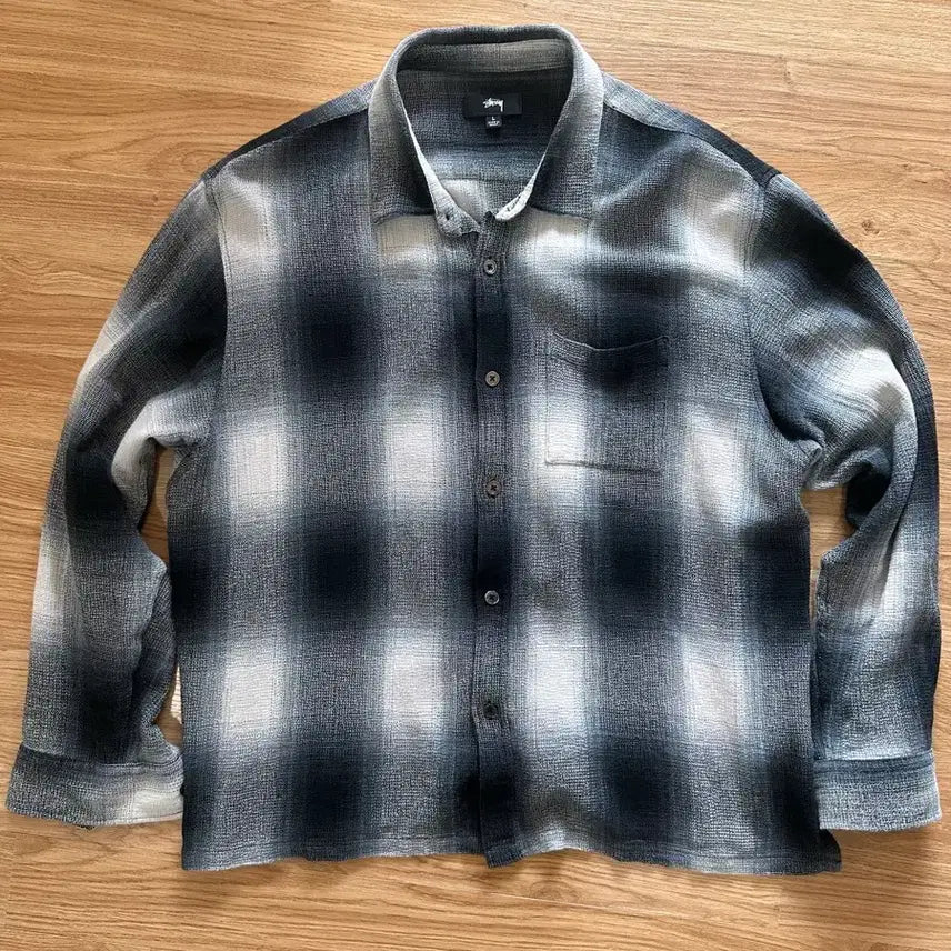 [BUNJANG] Stussy Loose Weave Plaid Shirt Gray L / 스투시 셔츠 루즈 위브 플레이드 셔츠 그레이 L
