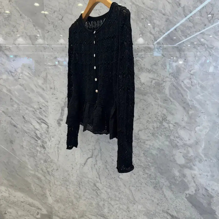 [BUNJANG] Js New York Style Lace Punch Frill Knit Cardigan / js뉴욕스타일신상 단추 레이스 펀칭 프릴 니트가디건