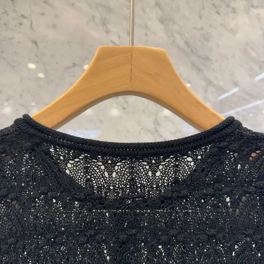 [BUNJANG] Js New York Style Lace Punch Frill Knit Cardigan / js뉴욕스타일신상 단추 레이스 펀칭 프릴 니트가디건