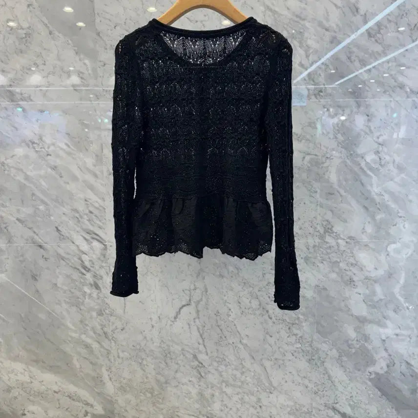 [BUNJANG] Js New York Style Lace Punch Frill Knit Cardigan / js뉴욕스타일신상 단추 레이스 펀칭 프릴 니트가디건