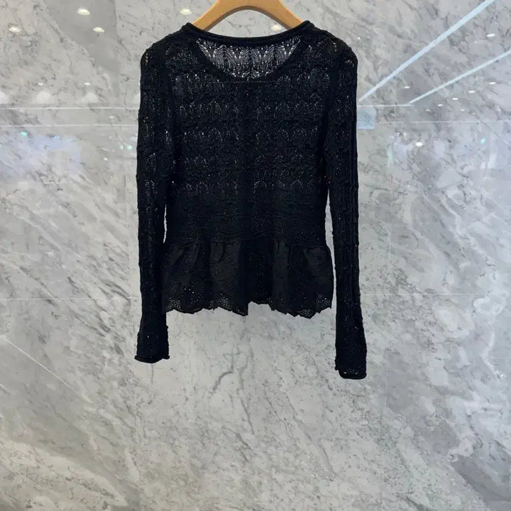 [BUNJANG] Js New York Style Lace Punch Frill Knit Cardigan / js뉴욕스타일신상 단추 레이스 펀칭 프릴 니트가디건