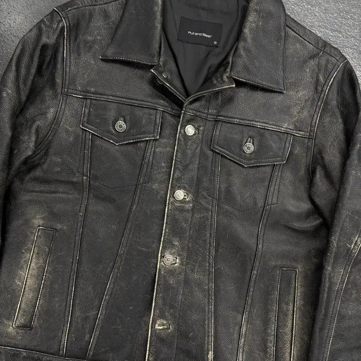 [BUNJANG] Pull&amp;Bear Cow Leather Trucker Jacket / (90)풀앤베어 카우레더트러커자켓