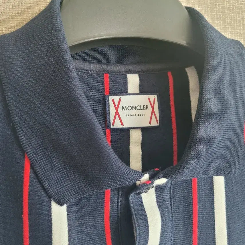 [BUNJANG] Moncler Striped Short Sleeve Polo Shirt / 정품 몽클레어 스트라이프 반팔 폴로티