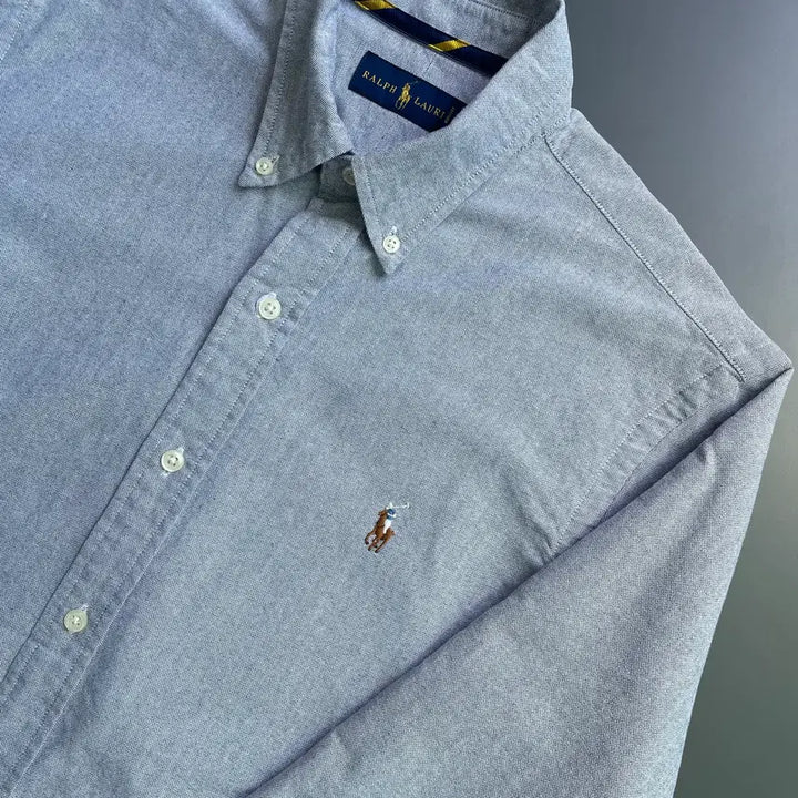 [BUNJANG] Polo Ralph Lauren Oxford Shirt (Gray, M) / [M] 폴로 랄프로렌 멀티로고 옥스포드 셔츠